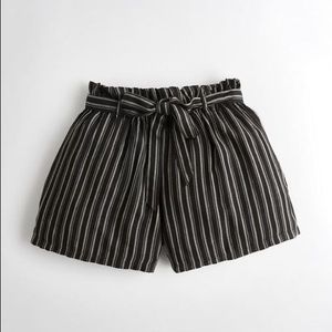 Hollister striped high waist paper-bag shorts